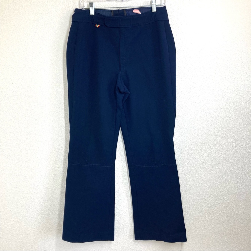 Robbe Vintage 1970 Skiwear Blue Wool Blend Boot Cut High Rise Pants 29 USA Made